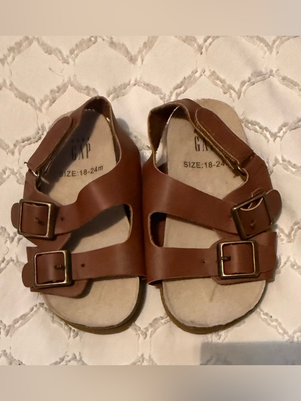 GAP Kids Brown Leather-Style Buckle Sandals size 18-24 months